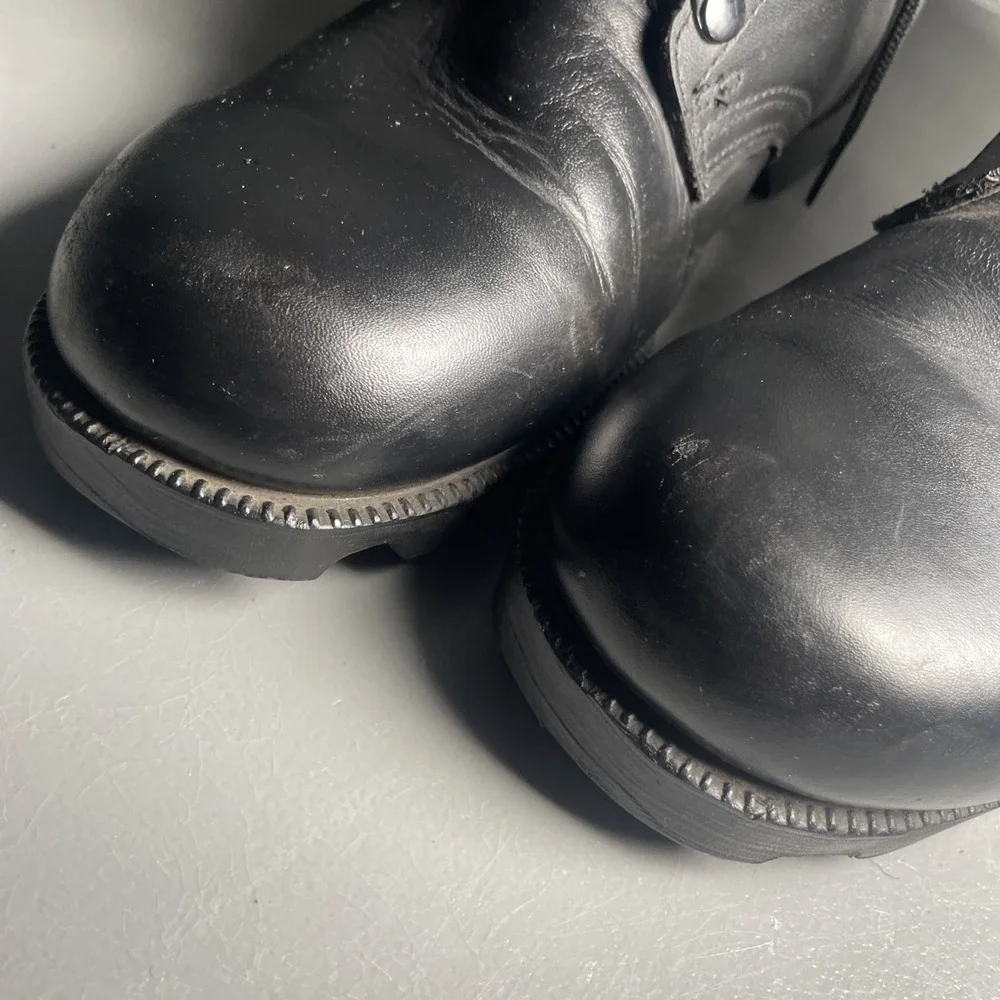 VTG 1989 RO-Search Military Combat Boots Black Leather USA Men 9W